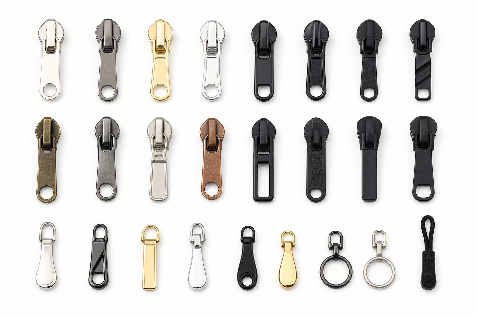 Zipper sliders and pullers
